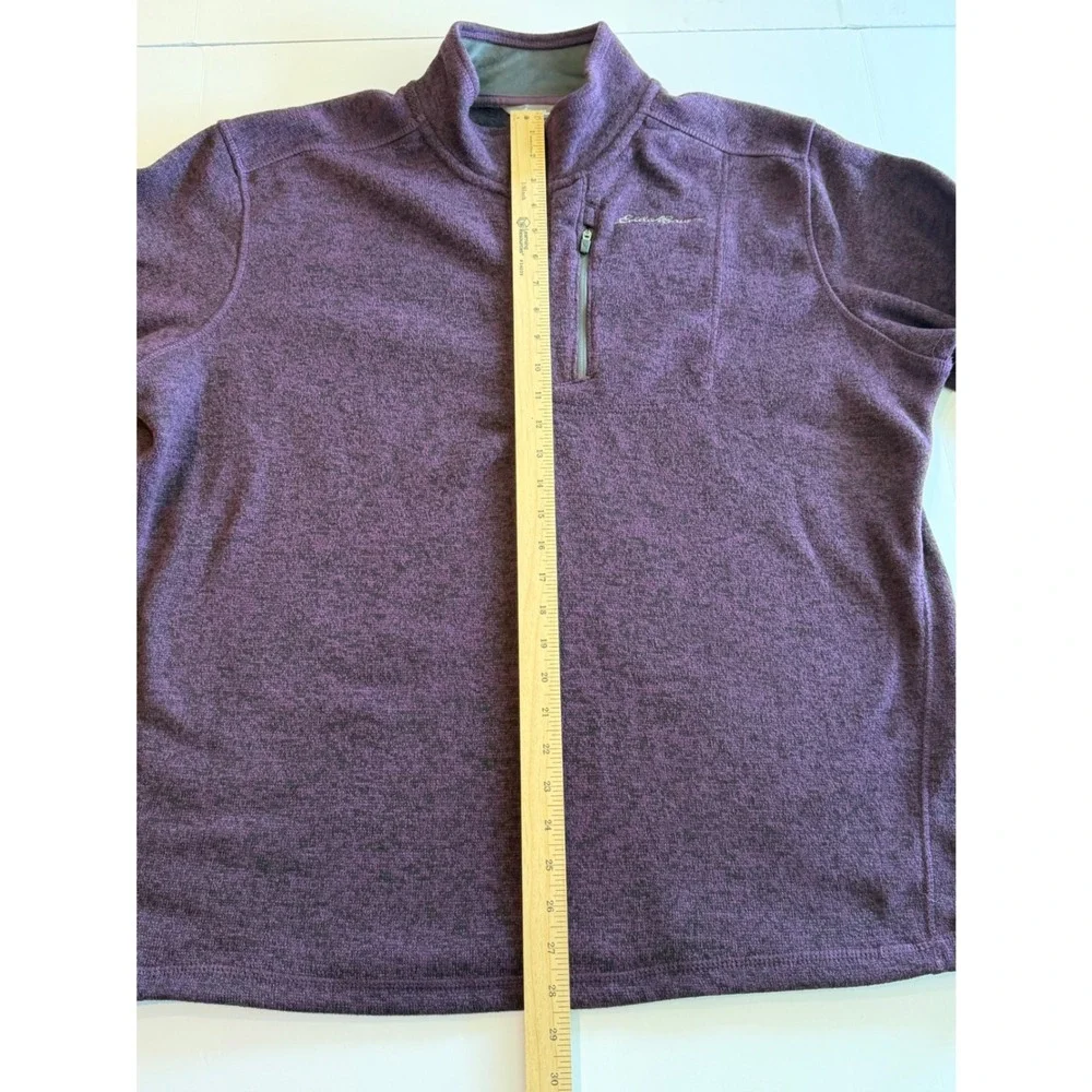 Eddie Bauer Mens‎ XL 1/4 Zip Fleece Pullover Heathered Purple Sweater Jacket